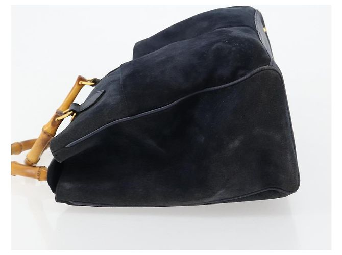 Borsa Tote GUCCI Bamboo in scamosciato blu navy e oro 002 123 0322 Auth 180219 D'oro - vista 5