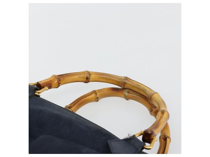 Borsa Tote GUCCI Bamboo in scamosciato blu navy e oro 002 123 0322 Auth 180219 D'oro - vista 8