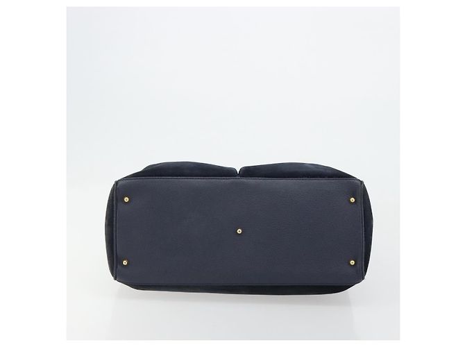 Borsa Tote GUCCI Bamboo in scamosciato blu navy e oro 002 123 0322 Auth 180219 D'oro - vista 9
