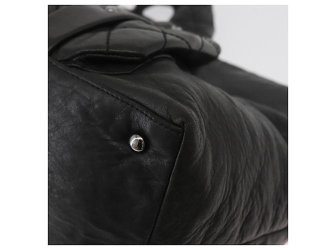 CHANEL 2.55 Matelasse Hand Bag Lamb Skin Black Silver CC Auth bs35399A Nero Argento - vista 11