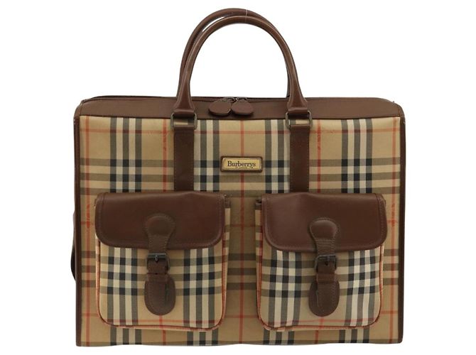 Borsa Business Burberrys Nova Check in tela 2way Beige Auth 180196 - vista 2