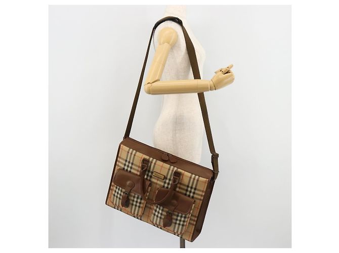 Borsa Business Burberrys Nova Check in tela 2way Beige Auth 180196 - vista 24