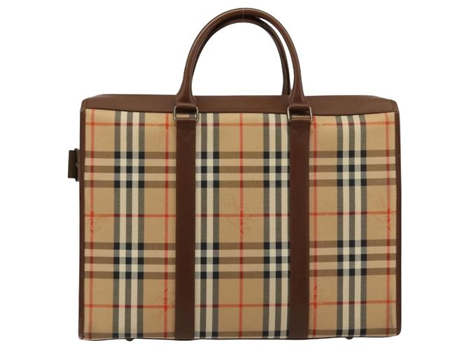 Borsa Business Burberrys Nova Check in tela 2way Beige Auth 180196 - vista 3