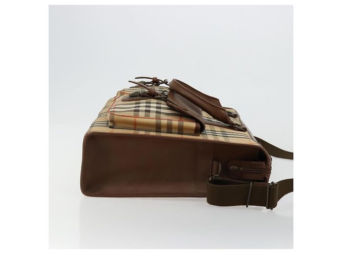 Borsa Business Burberrys Nova Check in tela 2way Beige Auth 180196 - vista 4