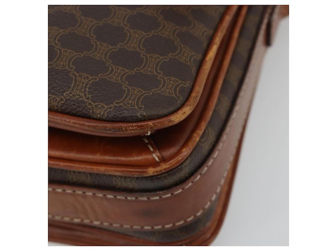 Céline Borsa a Spalla CELINE Macadam Canvas PVC Pelle Marrone Oro Auth BA13077 D'oro - vista 10