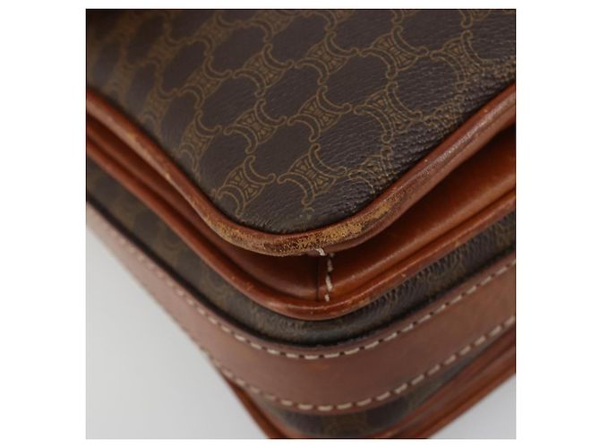 Céline Borsa a Spalla CELINE Macadam Canvas PVC Pelle Marrone Oro Auth BA13077 D'oro - vista 11
