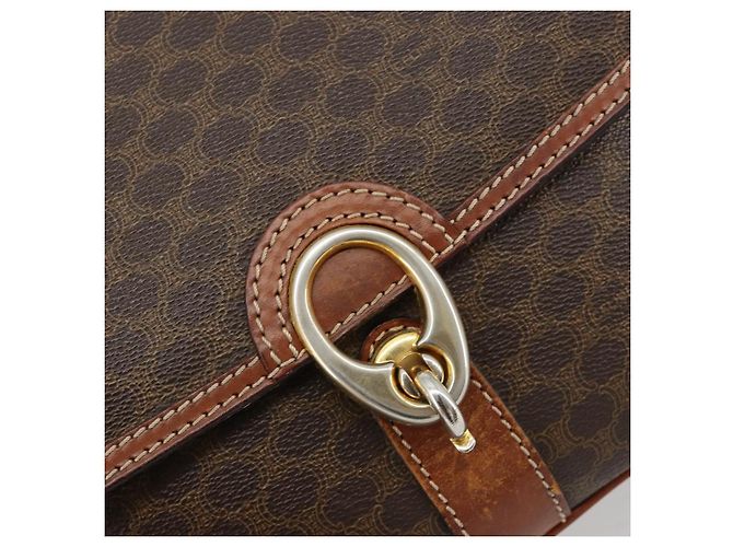Céline Borsa a Spalla CELINE Macadam Canvas PVC Pelle Marrone Oro Auth BA13077 D'oro - vista 14