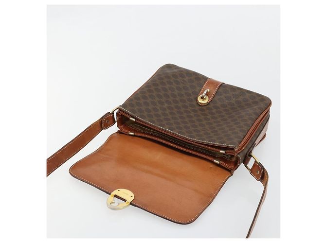 Céline Borsa a Spalla CELINE Macadam Canvas PVC Pelle Marrone Oro Auth BA13077 D'oro - vista 15