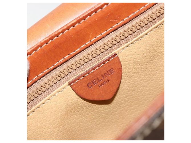 Céline Borsa a Spalla CELINE Macadam Canvas PVC Pelle Marrone Oro Auth BA13077 D'oro - vista 16