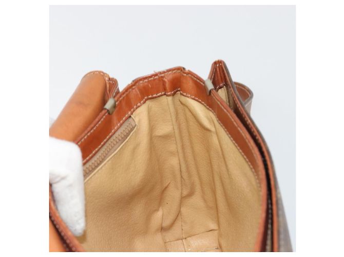 Céline Borsa a Spalla CELINE Macadam Canvas PVC Pelle Marrone Oro Auth BA13077 D'oro - vista 18