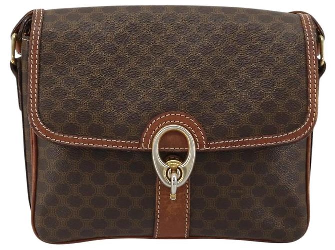 Céline Borsa a Spalla CELINE Macadam Canvas PVC Pelle Marrone Oro Auth BA13077 D'oro - vista 2