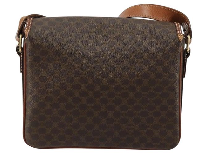 Céline Borsa a Spalla CELINE Macadam Canvas PVC Pelle Marrone Oro Auth BA13077 D'oro - vista 3