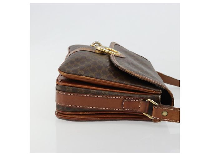 Céline Borsa a Spalla CELINE Macadam Canvas PVC Pelle Marrone Oro Auth BA13077 D'oro - vista 4
