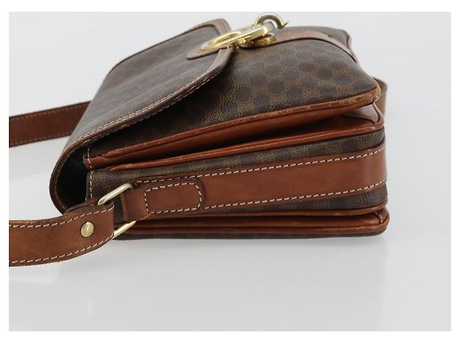 Céline Borsa a Spalla CELINE Macadam Canvas PVC Pelle Marrone Oro Auth BA13077 D'oro - vista 5