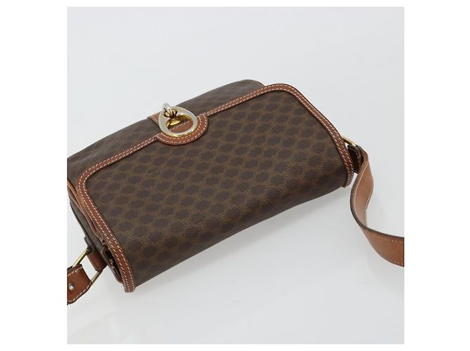 Céline Borsa a Spalla CELINE Macadam Canvas PVC Pelle Marrone Oro Auth BA13077 D'oro - vista 6