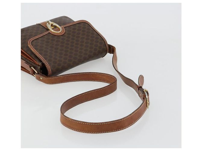 Céline Borsa a Spalla CELINE Macadam Canvas PVC Pelle Marrone Oro Auth BA13077 D'oro - vista 7