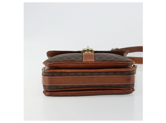 Céline Borsa a Spalla CELINE Macadam Canvas PVC Pelle Marrone Oro Auth BA13077 D'oro - vista 9
