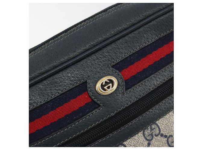 Borsa a tracolla GUCCI GG Supreme Sherry Line PVC Blu Navy Oro 119 02 087 Auth BA13075 D'oro - vista 14