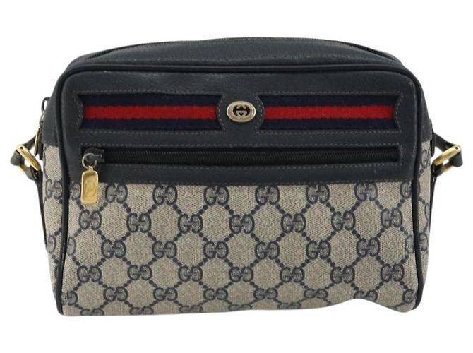 Borsa a tracolla GUCCI GG Supreme Sherry Line PVC Blu Navy Oro 119 02 087 Auth BA13075 D'oro - vista 2