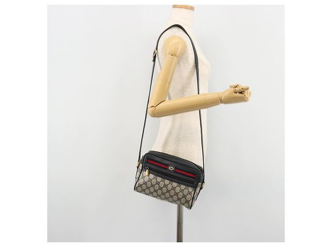 Borsa a tracolla GUCCI GG Supreme Sherry Line PVC Blu Navy Oro 119 02 087 Auth BA13075 D'oro - vista 22