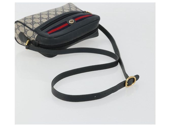 Borsa a tracolla GUCCI GG Supreme Sherry Line PVC Blu Navy Oro 119 02 087 Auth BA13075 D'oro - vista 7