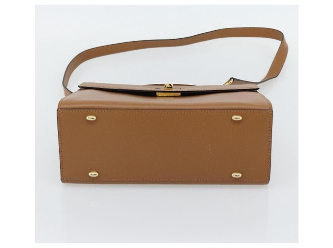 Céline Borsa CELINE in pelle 2way Marrone Oro Auth 182814 D'oro - vista 11