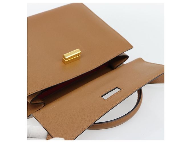 Céline Borsa CELINE in pelle 2way Marrone Oro Auth 182814 D'oro - vista 17