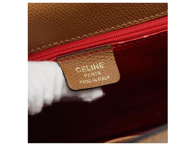 Céline Borsa CELINE in pelle 2way Marrone Oro Auth 182814 D'oro - vista 18