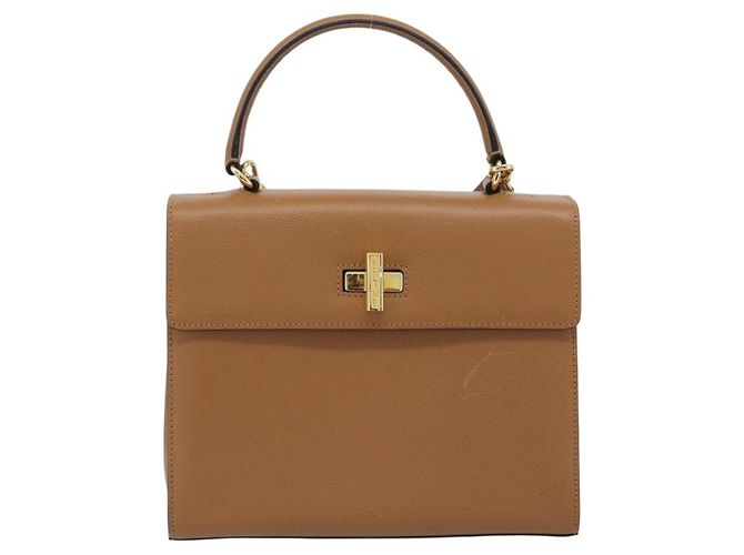 Céline Borsa CELINE in pelle 2way Marrone Oro Auth 182814 D'oro - vista 2