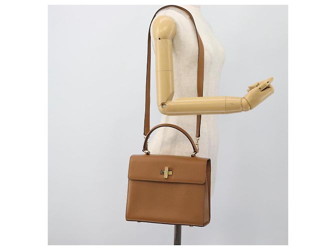 Céline Borsa CELINE in pelle 2way Marrone Oro Auth 182814 D'oro - vista 27