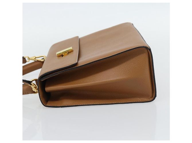 Céline Borsa CELINE in pelle 2way Marrone Oro Auth 182814 D'oro - vista 4