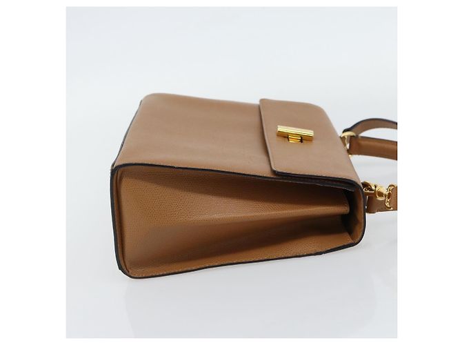 Céline Borsa CELINE in pelle 2way Marrone Oro Auth 182814 D'oro - vista 5