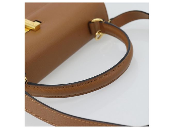 Céline Borsa CELINE in pelle 2way Marrone Oro Auth 182814 D'oro - vista 7