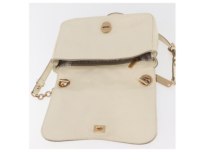 Borsa a Spalla Salvatore Ferragamo Gancini in Pelle Bianco Oro Auth BA13137 D'oro - vista 15