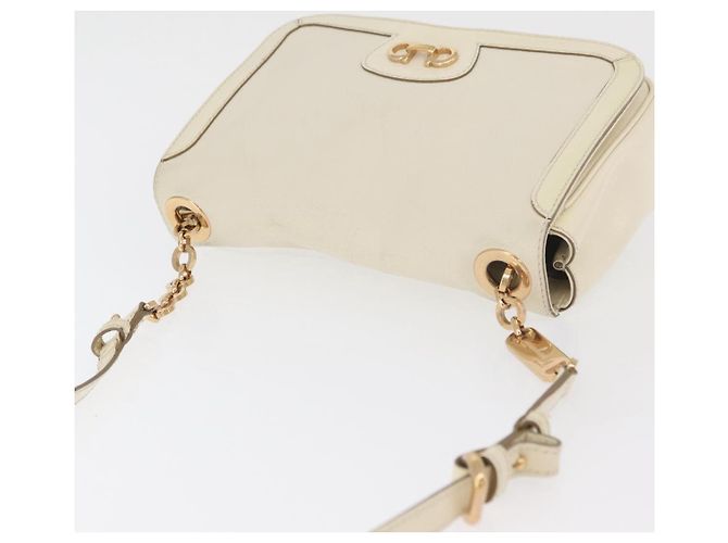 Borsa a Spalla Salvatore Ferragamo Gancini in Pelle Bianco Oro Auth BA13137 D'oro - vista 6
