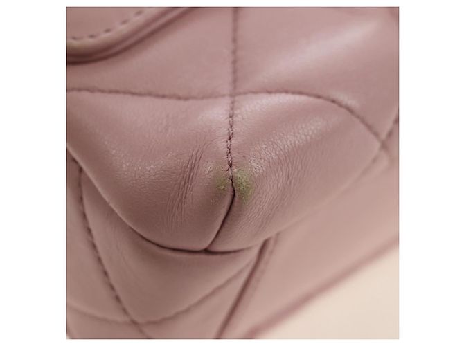 CHANEL Chain Mini Matelasse 18 Bag Lamb Skin Pink Gold CC Auth 181669SAM Rosa D'oro - vista 10