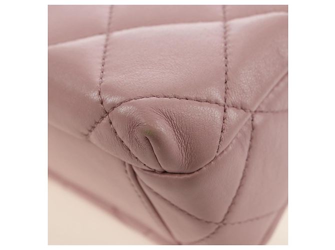 CHANEL Chain Mini Matelasse 18 Bag Lamb Skin Pink Gold CC Auth 181669SAM Rosa D'oro - vista 13