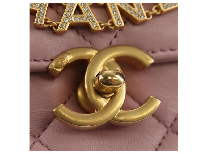 CHANEL Chain Mini Matelasse 18 Bag Lamb Skin Pink Gold CC Auth 181669SAM Rosa D'oro - vista 17