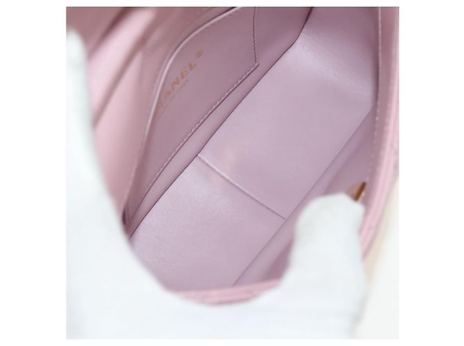 CHANEL Chain Mini Matelasse 18 Bag Lamb Skin Pink Gold CC Auth 181669SAM Rosa D'oro - vista 20