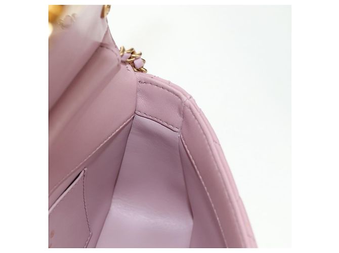 CHANEL Chain Mini Matelasse 18 Bag Lamb Skin Pink Gold CC Auth 181669SAM Rosa D'oro - vista 21