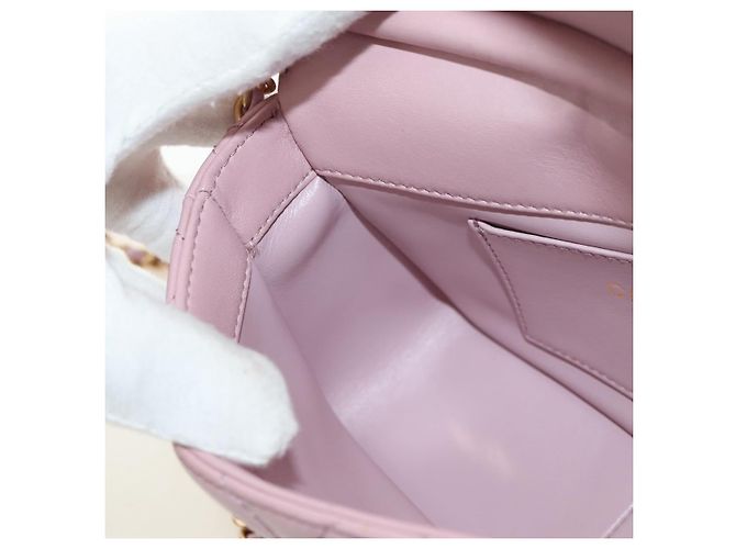 CHANEL Chain Mini Matelasse 18 Bag Lamb Skin Pink Gold CC Auth 181669SAM Rosa D'oro - vista 22