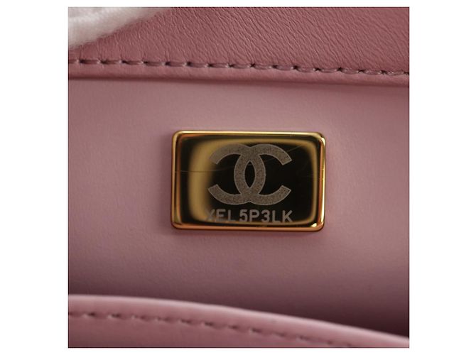 CHANEL Chain Mini Matelasse 18 Bag Lamb Skin Pink Gold CC Auth 181669SAM Rosa D'oro - vista 24
