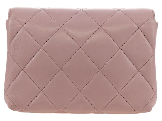 CHANEL Chain Mini Matelasse 18 Bag Lamb Skin Pink Gold CC Auth 181669SAM Rosa D'oro - vista 3