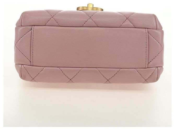 CHANEL Chain Mini Matelasse 18 Bag Lamb Skin Pink Gold CC Auth 181669SAM Rosa D'oro - vista 9