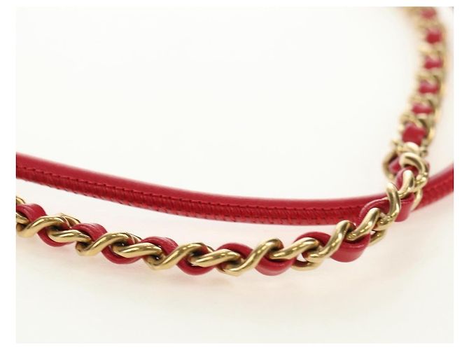 CHANEL Chanel 22 Mini Bag Lammfell 2way Rot Gold CC Authentisch 181415SM Golden - Ansicht 10
