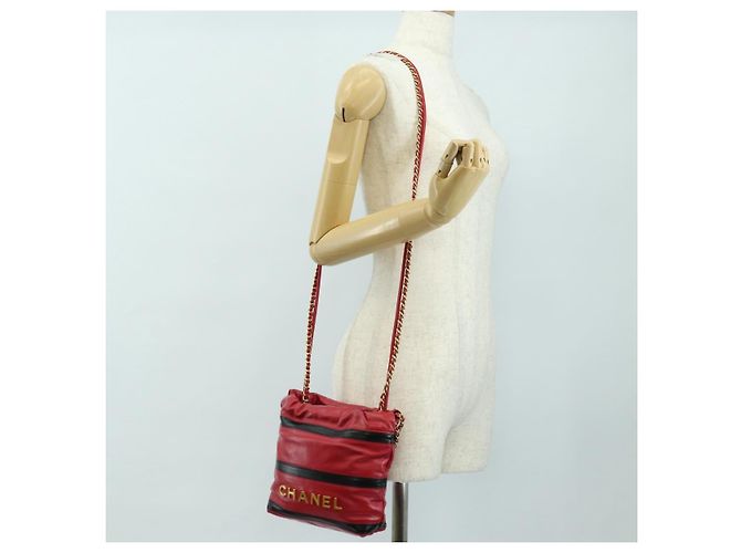 CHANEL Chanel 22 Mini Bag Lammfell 2way Rot Gold CC Authentisch 181415SM Golden - Ansicht 25