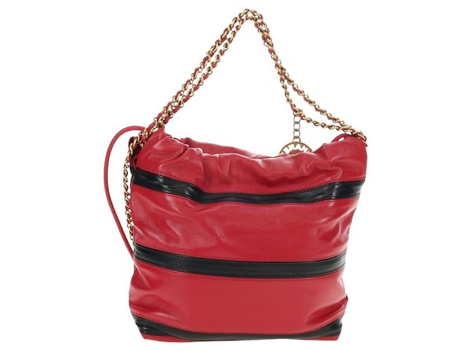 CHANEL Chanel 22 Mini Bag Lammfell 2way Rot Gold CC Authentisch 181415SM Golden - Ansicht 3