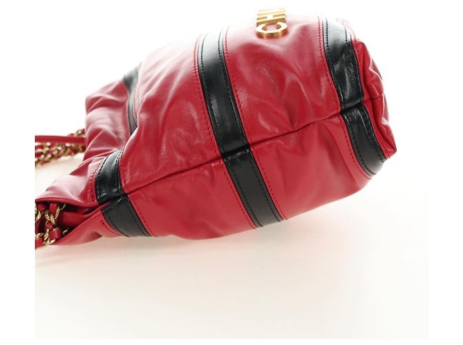 CHANEL Chanel 22 Mini Bag Lammfell 2way Rot Gold CC Authentisch 181415SM Golden - Ansicht 4