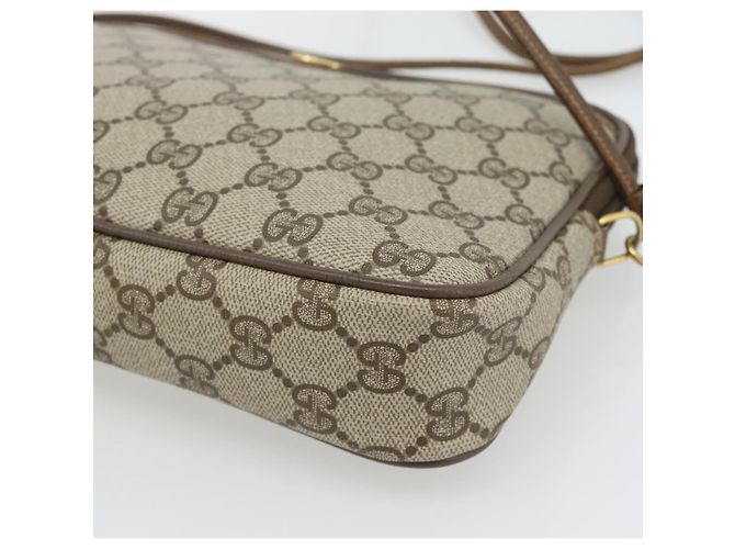 Borsa a Spalla GUCCI GG Supreme PVC Beige Oro 97 02 068 Auth 182397 D'oro - vista 10