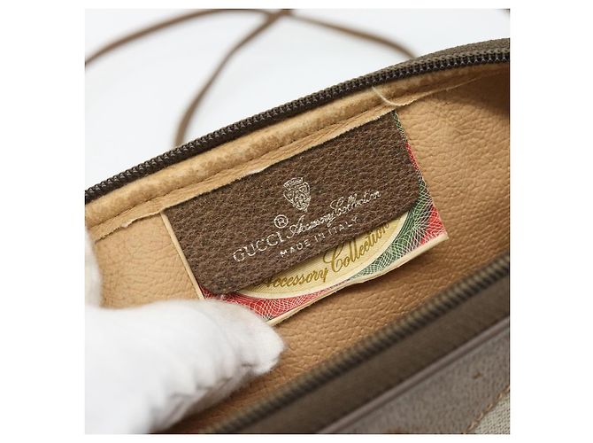 Borsa a Spalla GUCCI GG Supreme PVC Beige Oro 97 02 068 Auth 182397 D'oro - vista 15